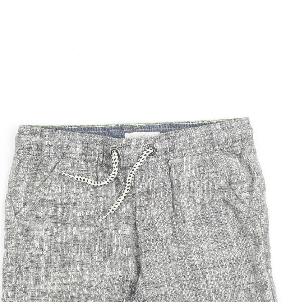 Blue Zoo Boys Grey Linen Bermuda Shorts Size 6 Years Regular Drawstring