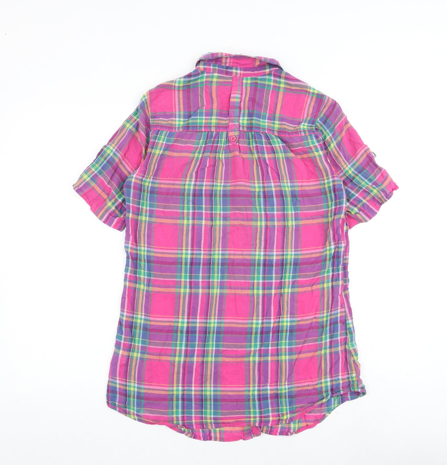 Marks and Spencer Womens Multicoloured Check 100% Cotton Basic Button-Up Size 10 Collared