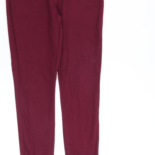 Denim & Co. Womens Red Cotton Straight Jeans Size 12 L28 in Regular Zip