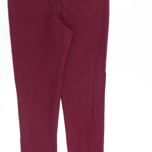 Denim & Co. Womens Red Cotton Straight Jeans Size 12 L28 in Regular Zip