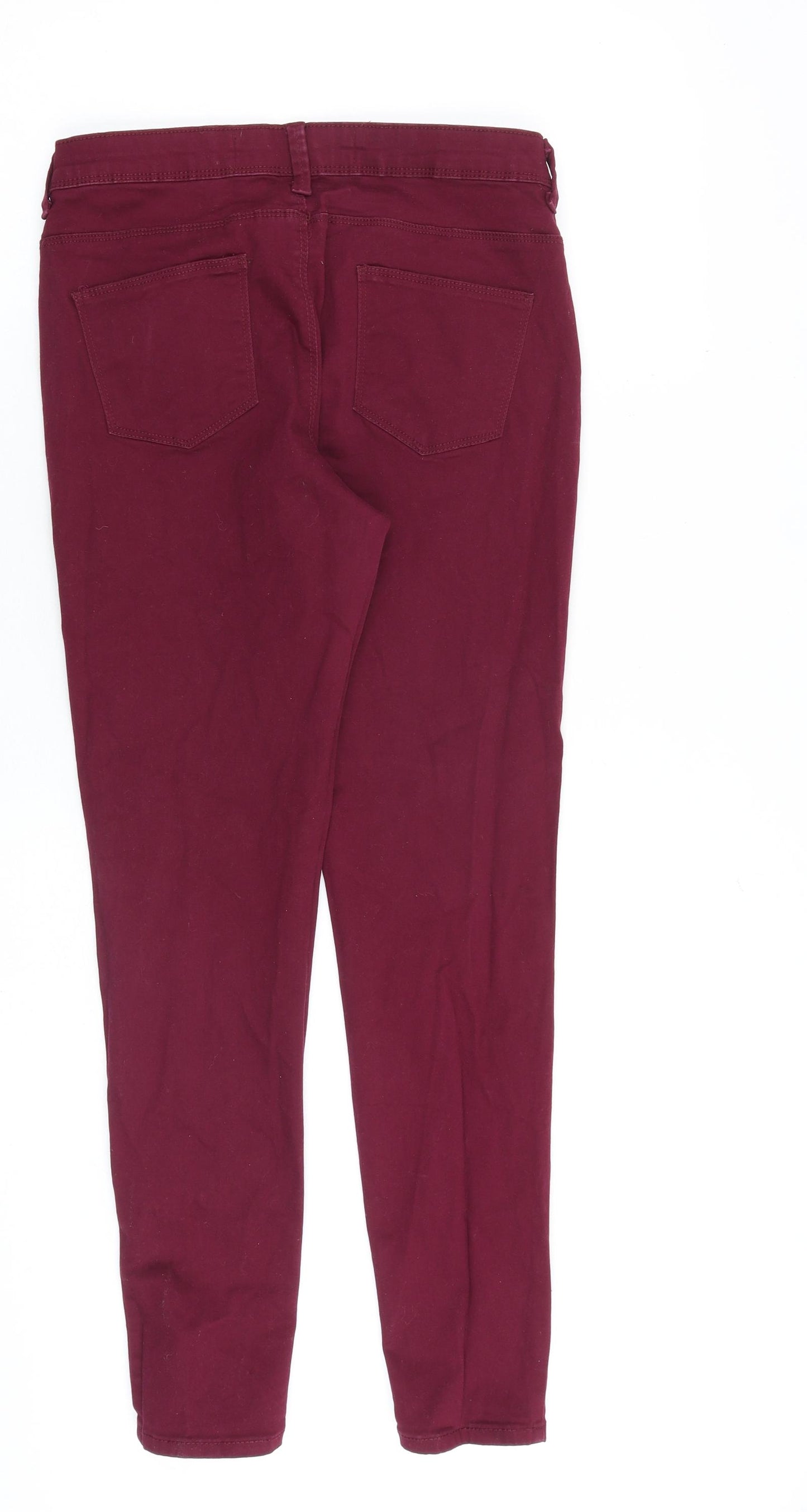 Denim & Co. Womens Red Cotton Straight Jeans Size 12 L28 in Regular Zip