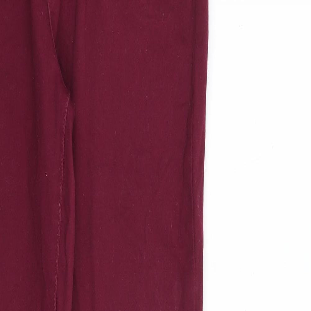 Denim & Co. Womens Red Cotton Straight Jeans Size 12 L28 in Regular Zip