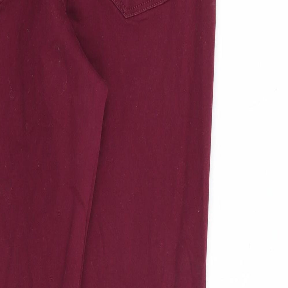 Denim & Co. Womens Red Cotton Straight Jeans Size 12 L28 in Regular Zip