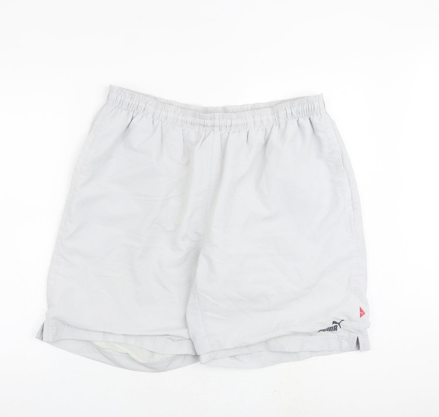 PUMA Mens Grey Polyester Sweat Shorts Size XL L8 in Regular Drawstring