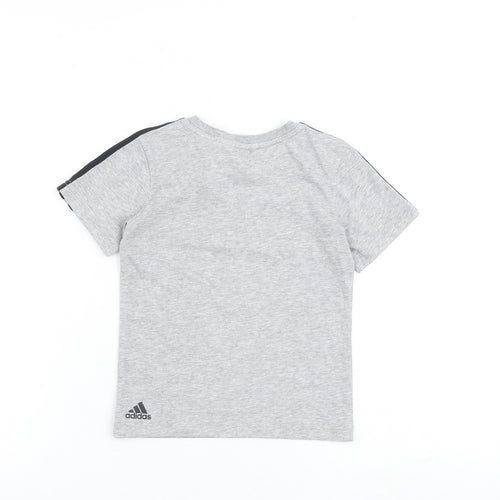 adidas Boys Grey 100% Cotton Basic T-Shirt Size 3-4 Years Round Neck Pullover