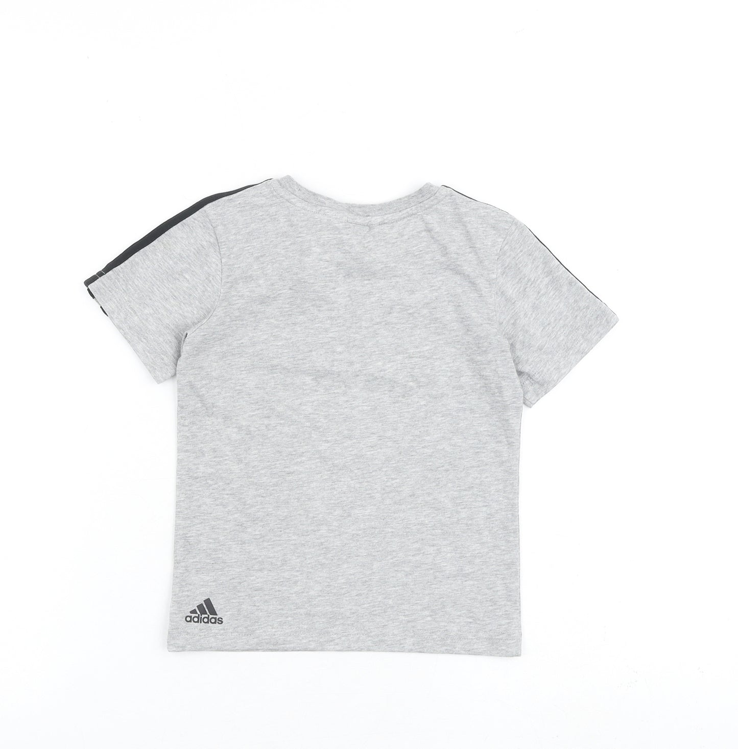 adidas Boys Grey 100% Cotton Basic T-Shirt Size 3-4 Years Round Neck Pullover