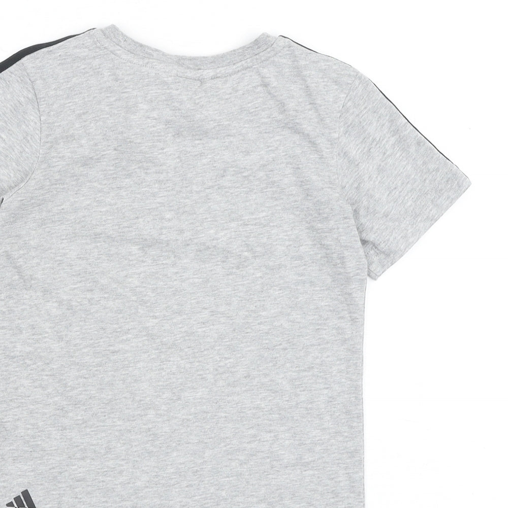 adidas Boys Grey 100% Cotton Basic T-Shirt Size 3-4 Years Round Neck Pullover