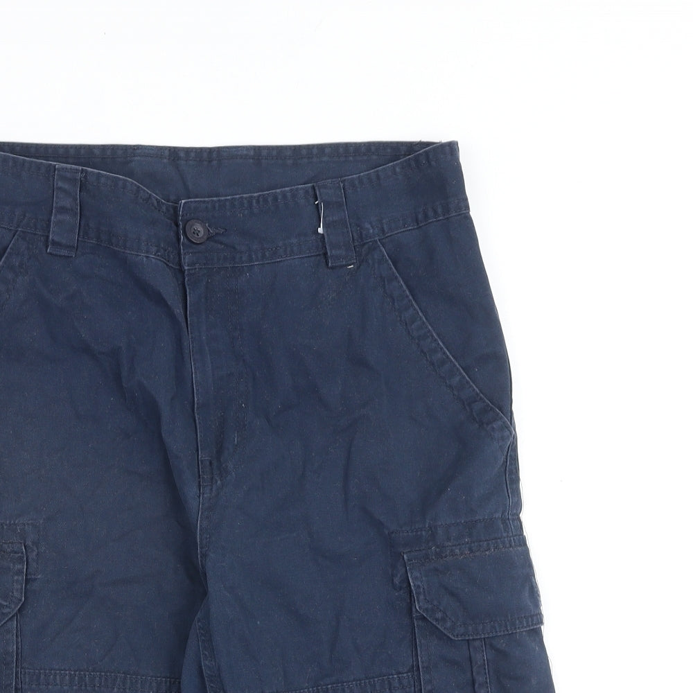 Mountain Warehouse Mens Blue Cotton Cargo Shorts Size 30 in L10 in Regular Zip