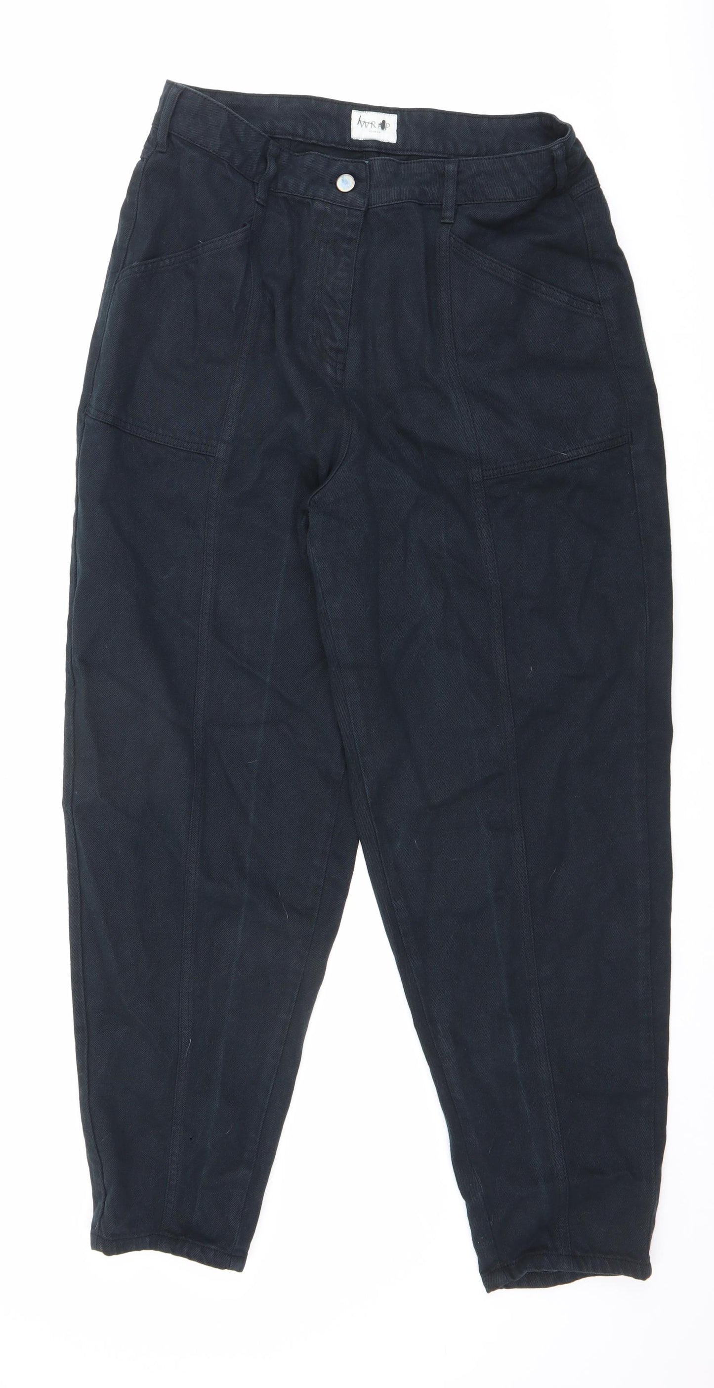 Wrap London Womens Blue Cotton Straight Jeans Size 16 L29 in Regular Zip