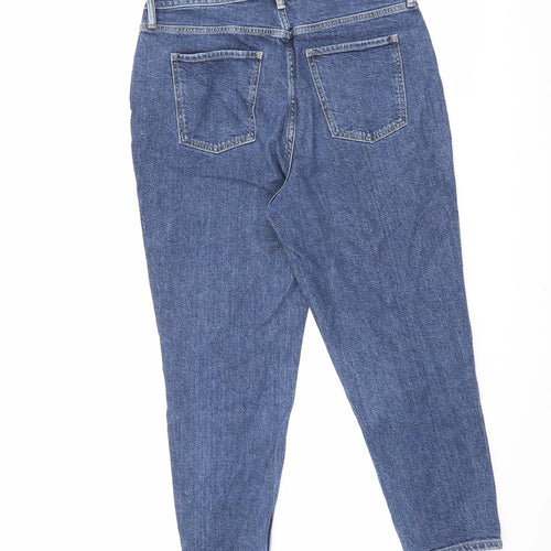 F&F Womens Blue Cotton Straight Jeans Size 12 L24 in Regular Zip