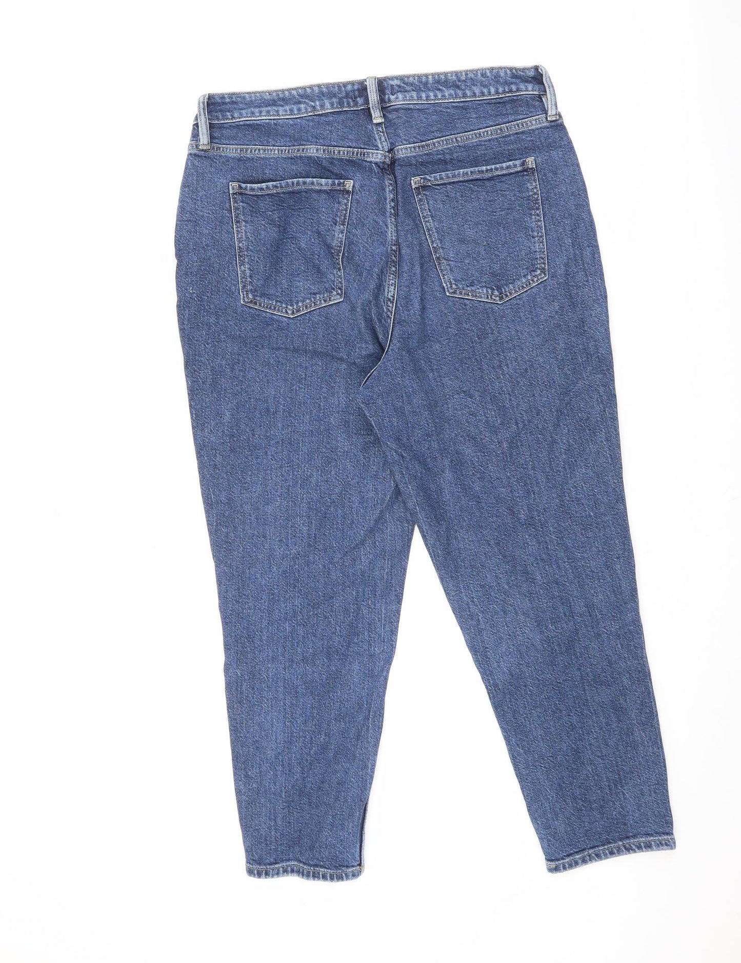 F&F Womens Blue Cotton Straight Jeans Size 12 L24 in Regular Zip