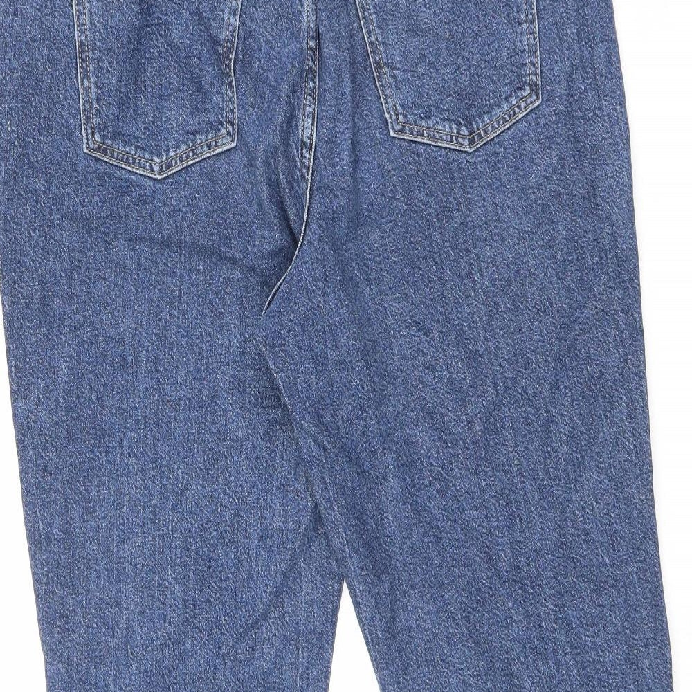F&F Womens Blue Cotton Straight Jeans Size 12 L24 in Regular Zip