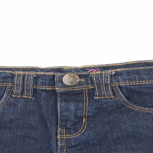 Denim & Co. Girls Blue Cotton Hot Pants Shorts Size 7-8 Years Regular Zip - Inside leg 2 inch