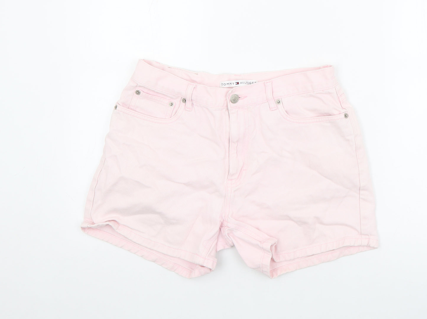 Tommy Hilfiger Womens Pink 100% Cotton Basic Shorts Size 8 L4 in Regular Zip