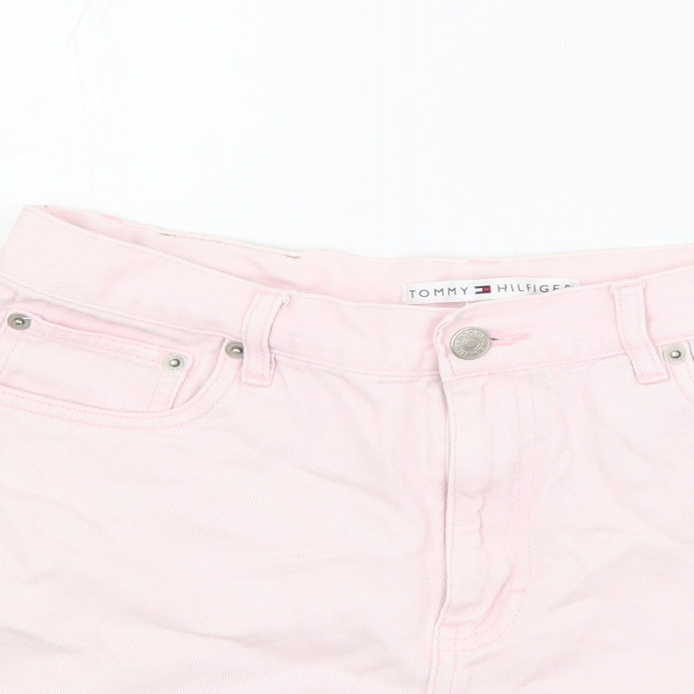 Tommy Hilfiger Womens Pink 100% Cotton Basic Shorts Size 8 L4 in Regular Zip