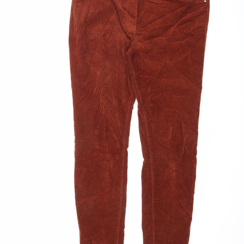 Dorothy Perkins Womens Orange Cotton Trousers Size 12 L32.5 in Regular Zip