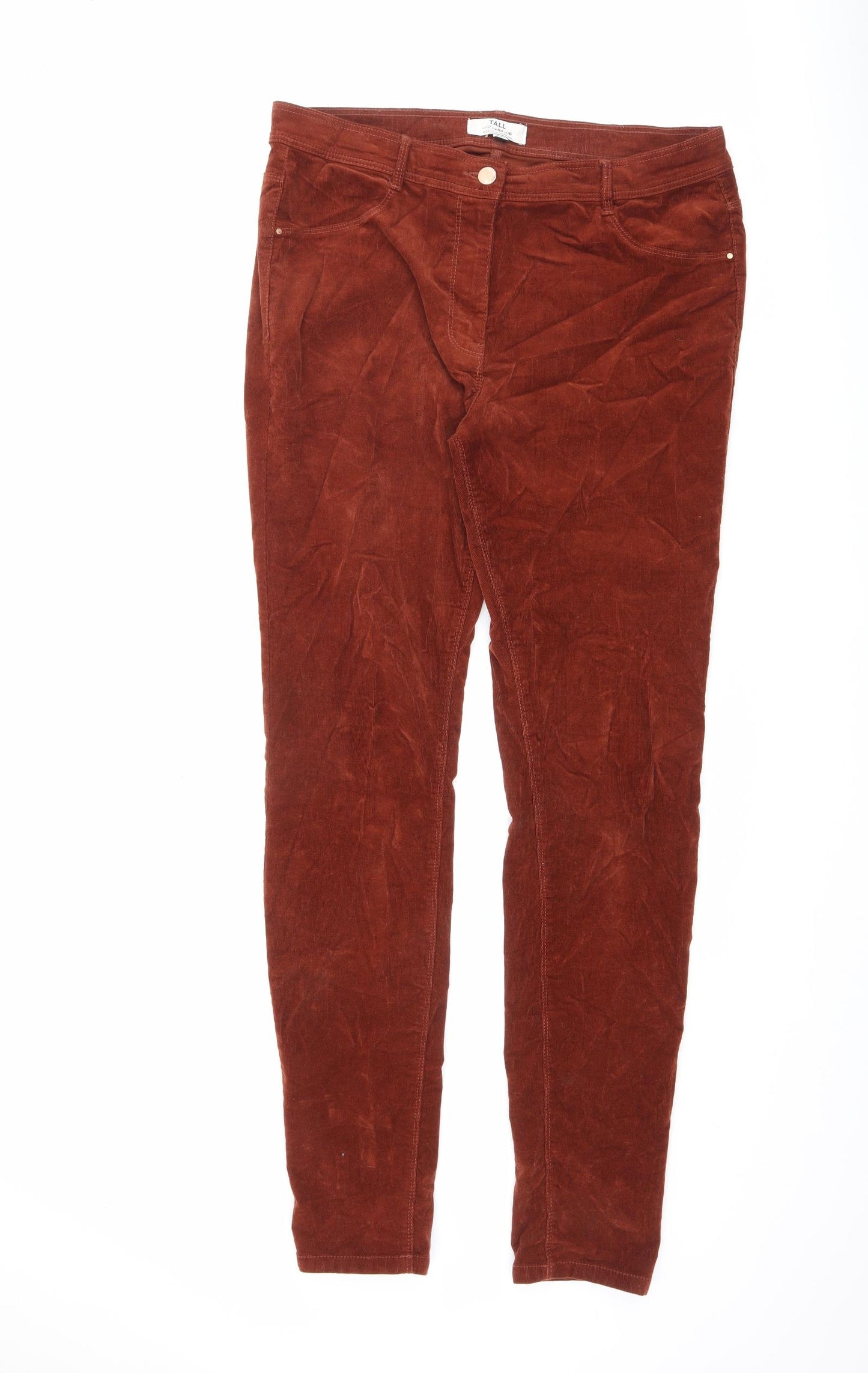 Dorothy Perkins Womens Orange Cotton Trousers Size 12 L32.5 in Regular Zip