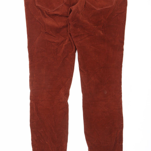 Dorothy Perkins Womens Orange Cotton Trousers Size 12 L32.5 in Regular Zip