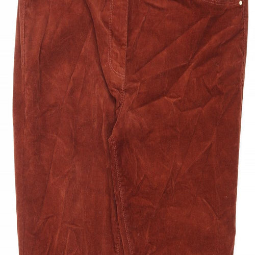 Dorothy Perkins Womens Orange Cotton Trousers Size 12 L32.5 in Regular Zip