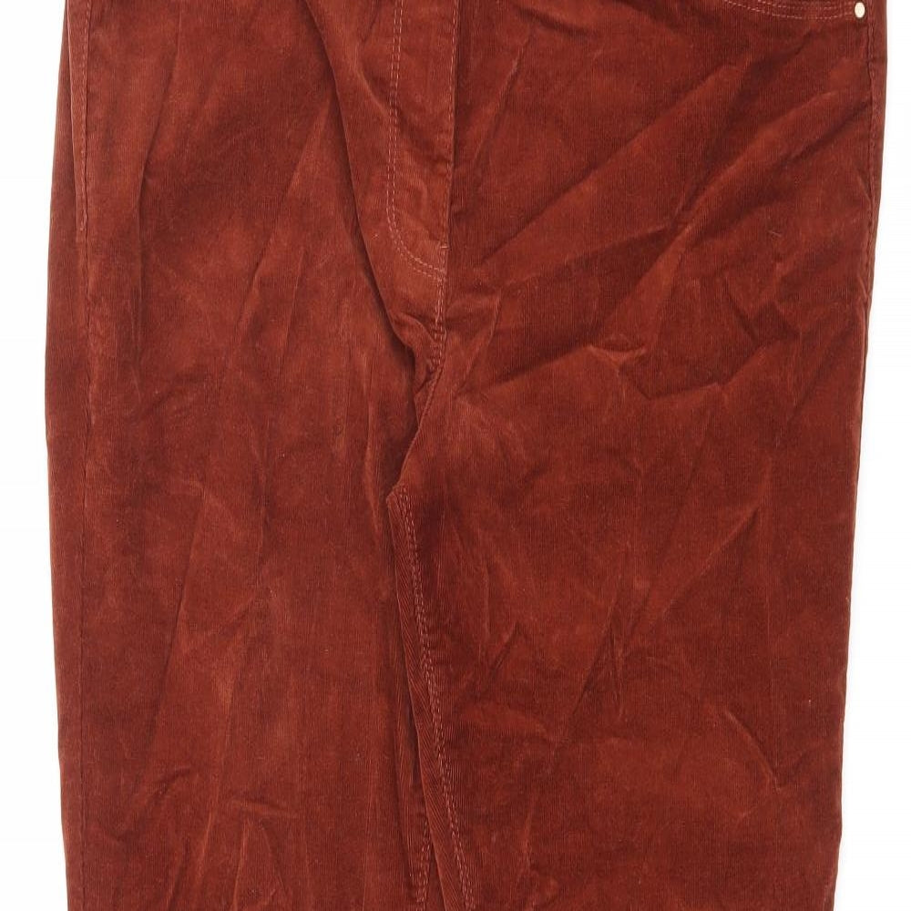 Dorothy Perkins Womens Orange Cotton Trousers Size 12 L32.5 in Regular Zip