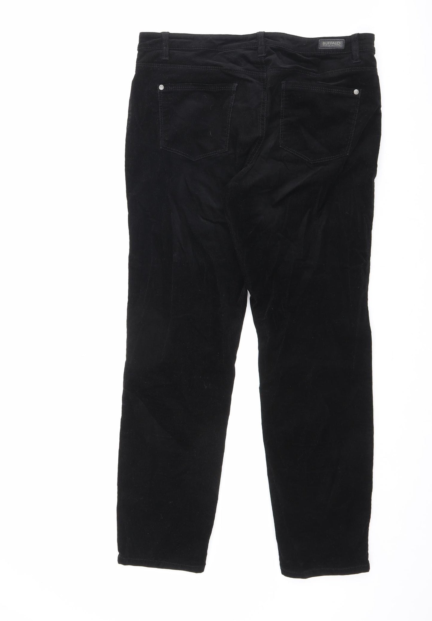 Buffalo by David Bitton Womens Black Cotton Trousers Size 16 L28 in Regular Zip