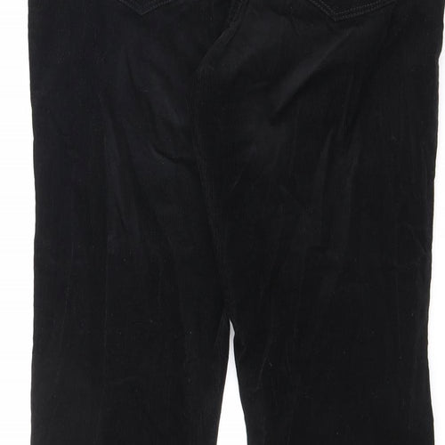 Buffalo by David Bitton Womens Black Cotton Trousers Size 16 L28 in Regular Zip