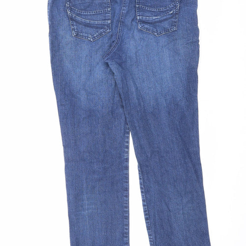 Marks and Spencer Womens Blue Cotton Straight Jeans Size 16 L27 in Regular Zip