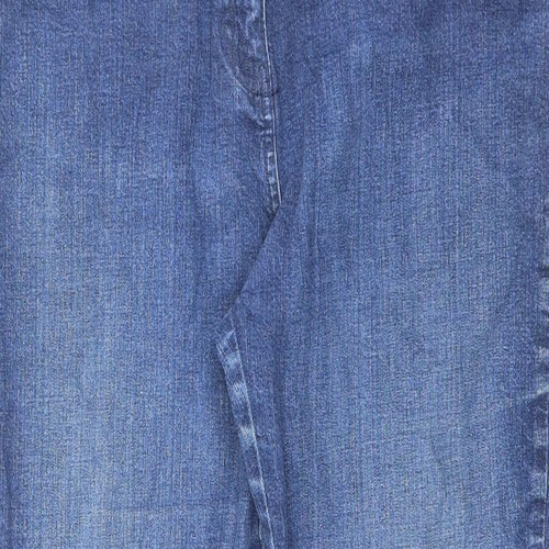 Marks and Spencer Womens Blue Cotton Straight Jeans Size 16 L27 in Regular Zip
