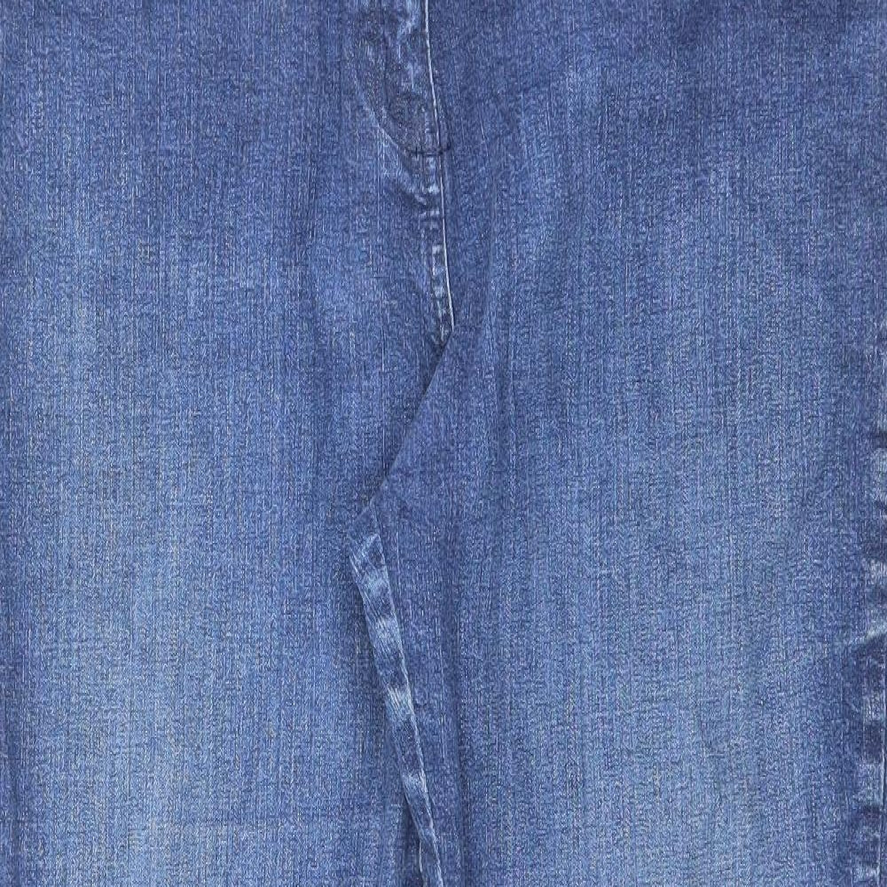 Marks and Spencer Womens Blue Cotton Straight Jeans Size 16 L27 in Regular Zip