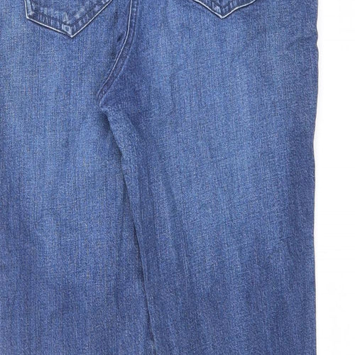 Marks and Spencer Womens Blue Cotton Straight Jeans Size 16 L27 in Regular Zip