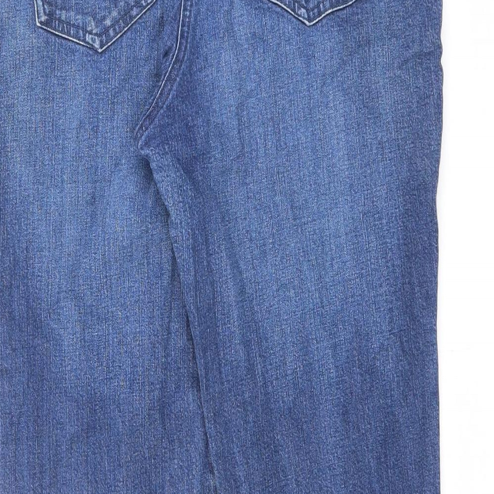 Marks and Spencer Womens Blue Cotton Straight Jeans Size 16 L27 in Regular Zip