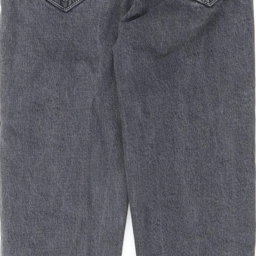 Topshop Womens Grey Cotton Straight Jeans Size 28 in L32 in Regular Zip - Split Hem Detail