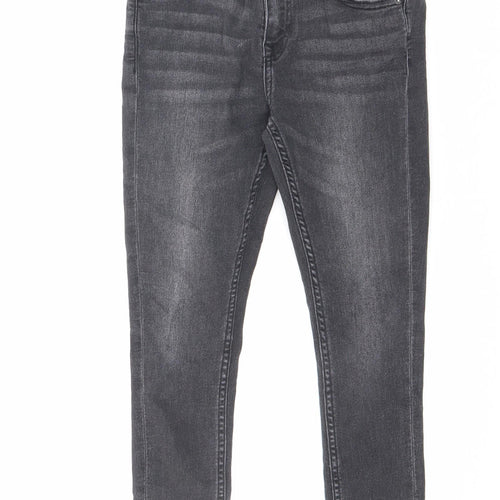 Marks and Spencer Boys Grey Cotton Skinny Jeans Size 8-9 Years L21 in Slim Zip