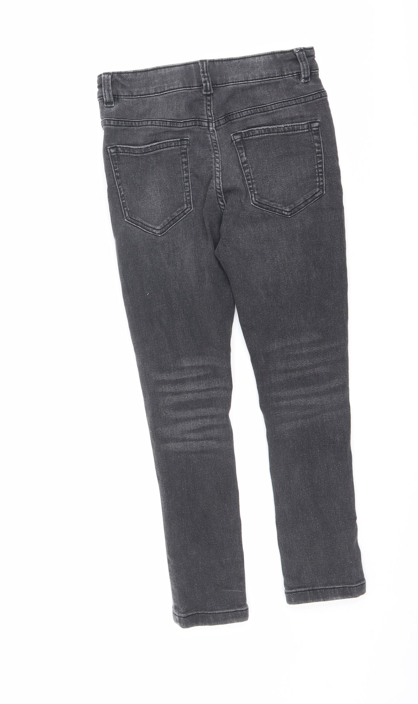 Marks and Spencer Boys Grey Cotton Skinny Jeans Size 8-9 Years L21 in Slim Zip