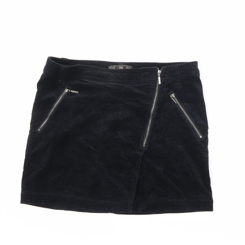 NEXT Womens Black Cotton A-Line Skirt Size 12 Zip