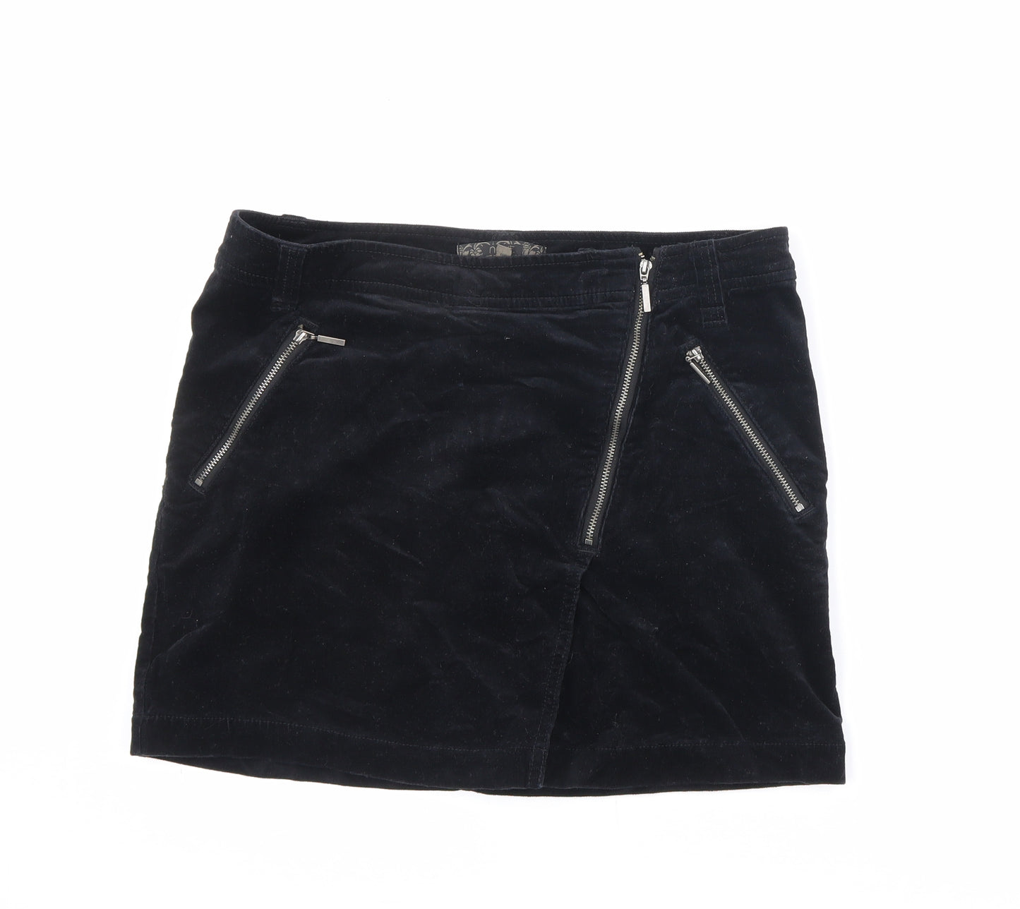 NEXT Womens Black Cotton A-Line Skirt Size 12 Zip