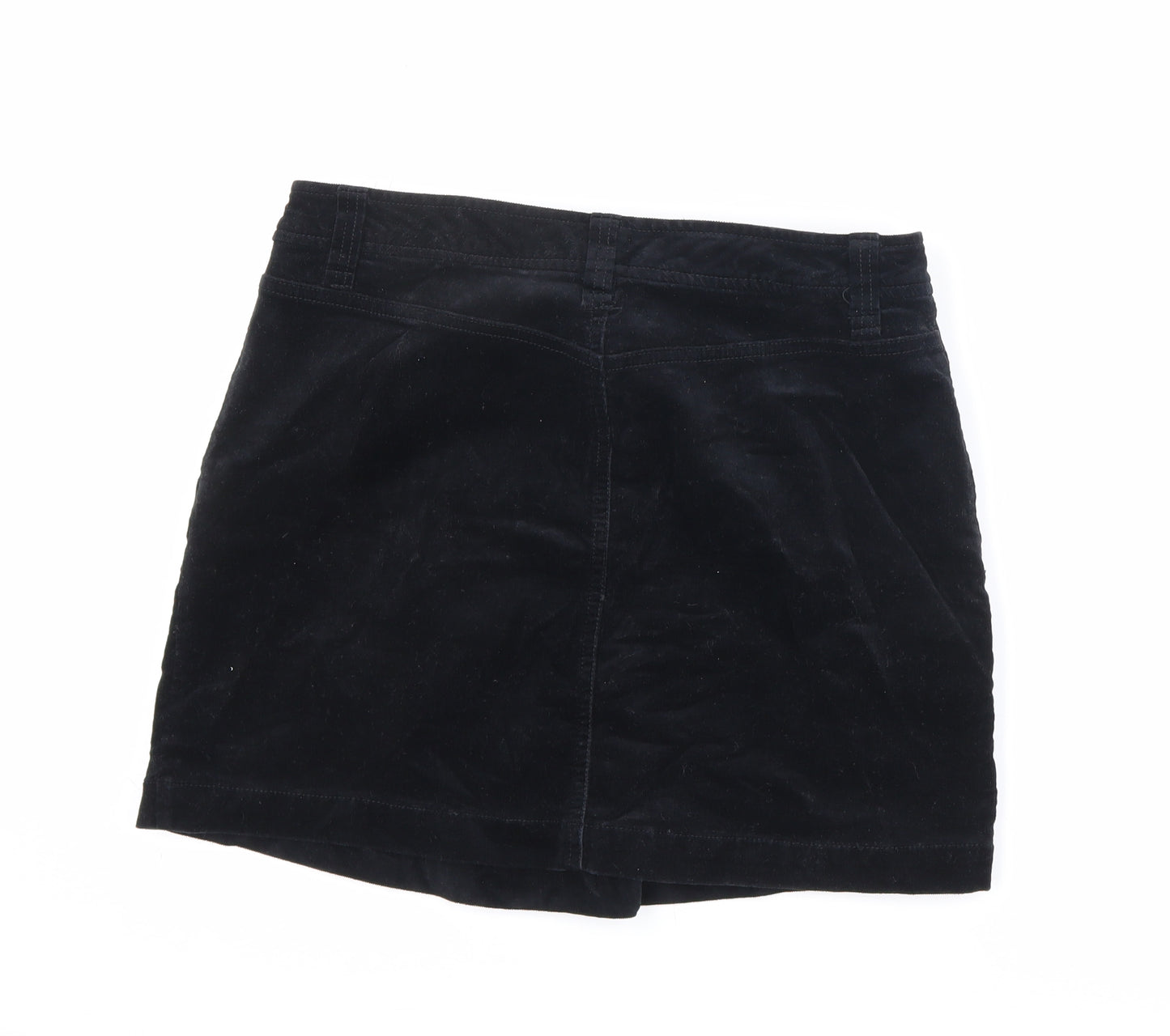 NEXT Womens Black Cotton A-Line Skirt Size 12 Zip