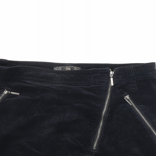 NEXT Womens Black Cotton A-Line Skirt Size 12 Zip