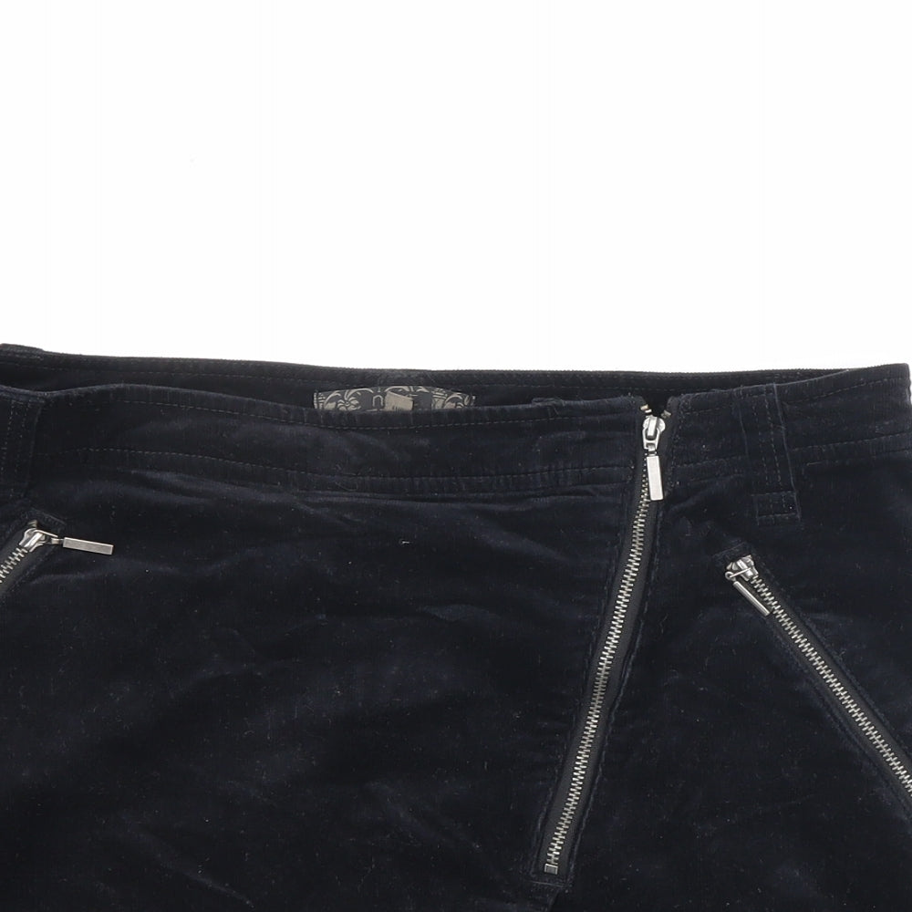 NEXT Womens Black Cotton A-Line Skirt Size 12 Zip