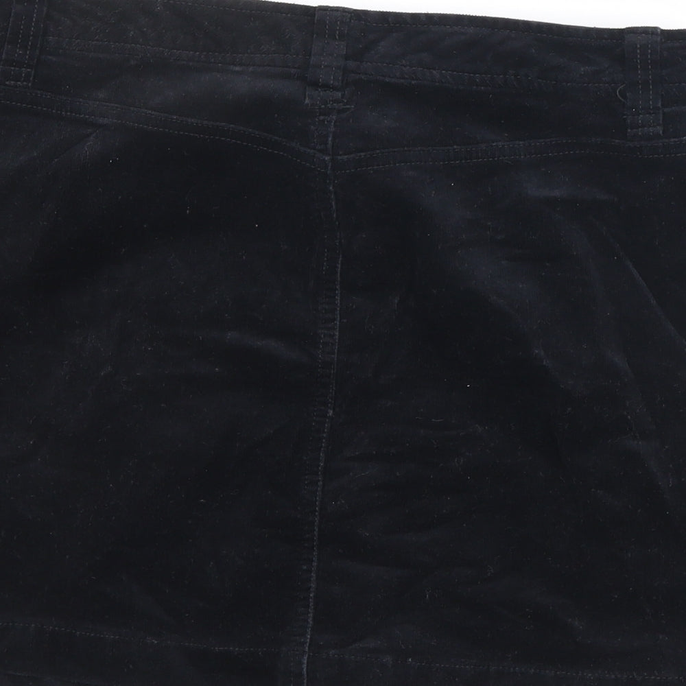 NEXT Womens Black Cotton A-Line Skirt Size 12 Zip