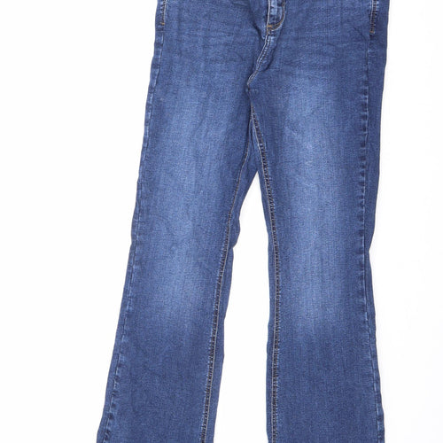 Urban Bliss Womens Blue Cotton Flared Jeans Size 12 L31 in Slim Zip