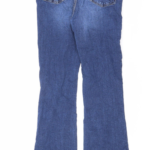 Urban Bliss Womens Blue Cotton Flared Jeans Size 12 L31 in Slim Zip