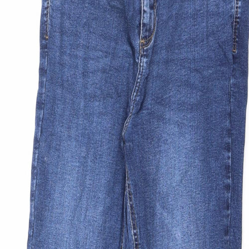 Urban Bliss Womens Blue Cotton Flared Jeans Size 12 L31 in Slim Zip