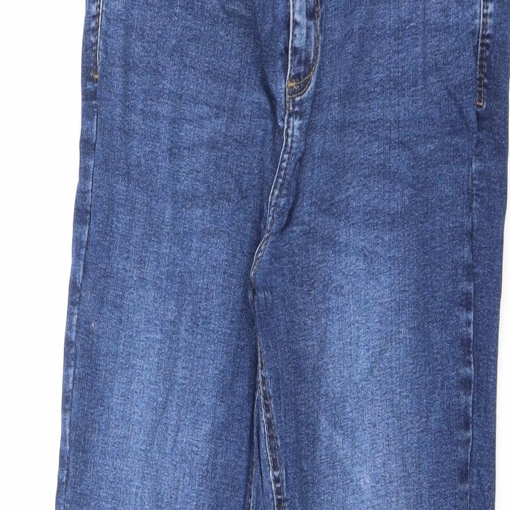 Urban Bliss Womens Blue Cotton Flared Jeans Size 12 L31 in Slim Zip