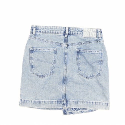 COLLUSION Womens Blue Cotton A-Line Skirt Size 12 Zip