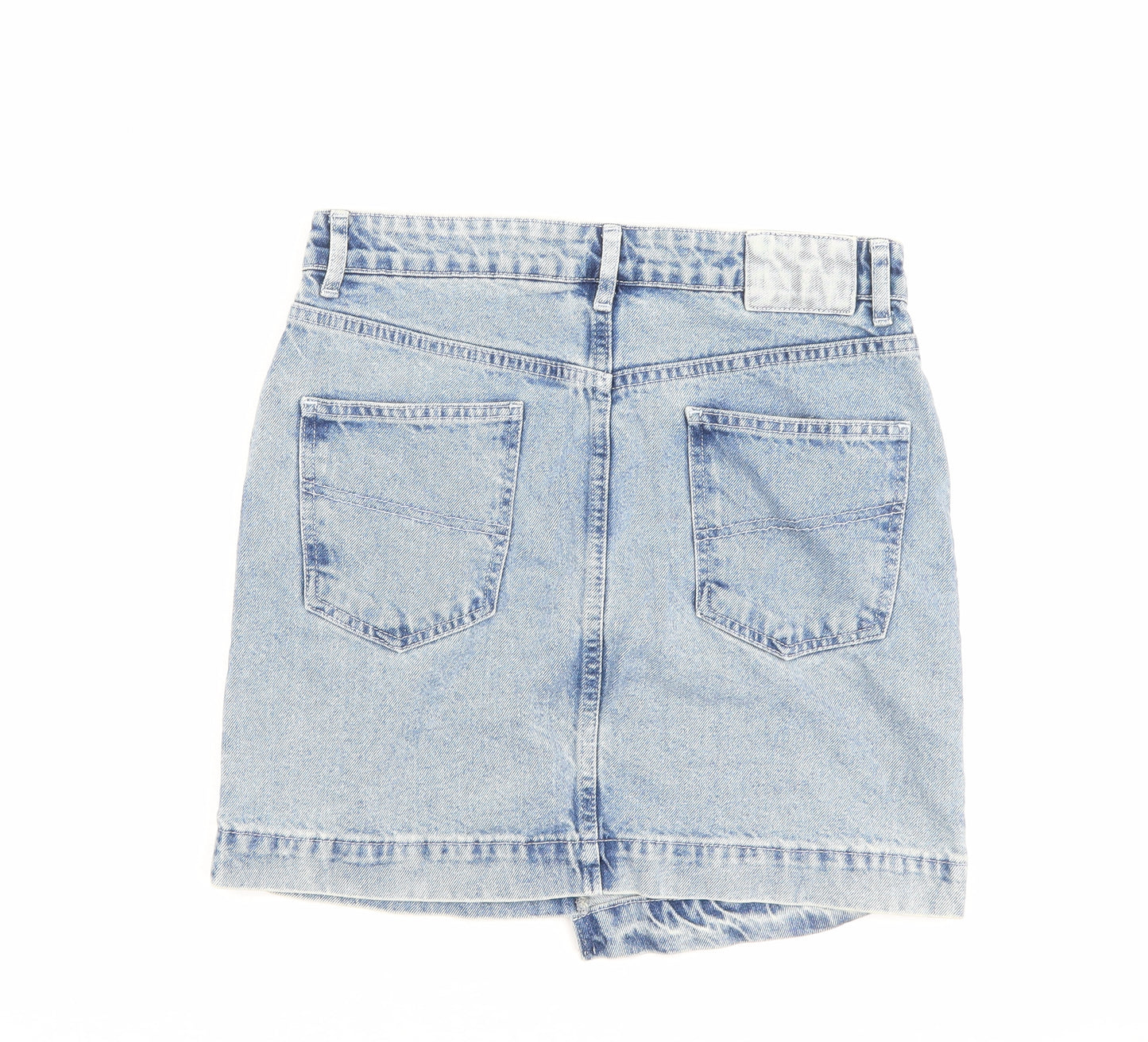 COLLUSION Womens Blue Cotton A-Line Skirt Size 12 Zip
