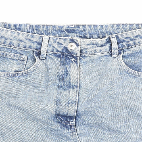 COLLUSION Womens Blue Cotton A-Line Skirt Size 12 Zip