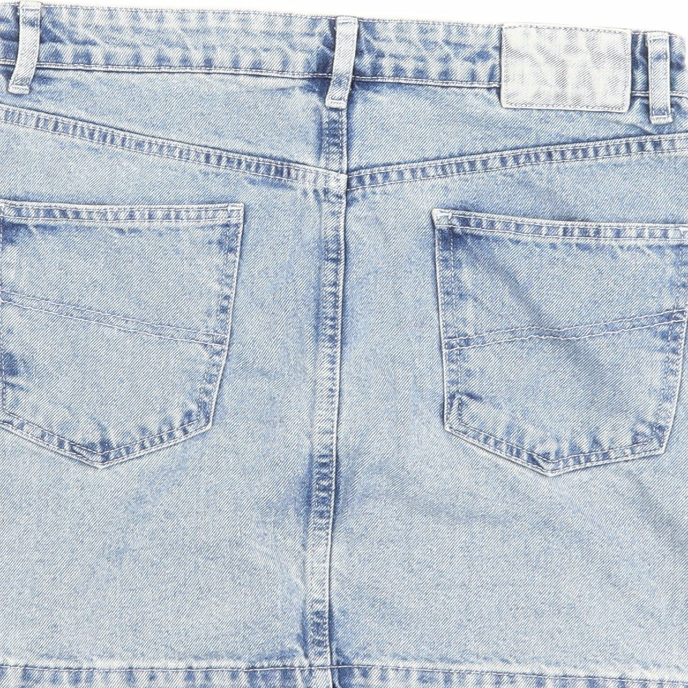 COLLUSION Womens Blue Cotton A-Line Skirt Size 12 Zip