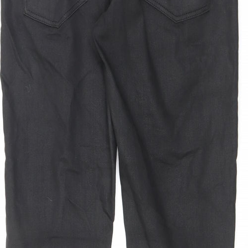 Part Two Womens Black Cotton Trousers Size 12 L31.5 in Regular Zip - Leather Look