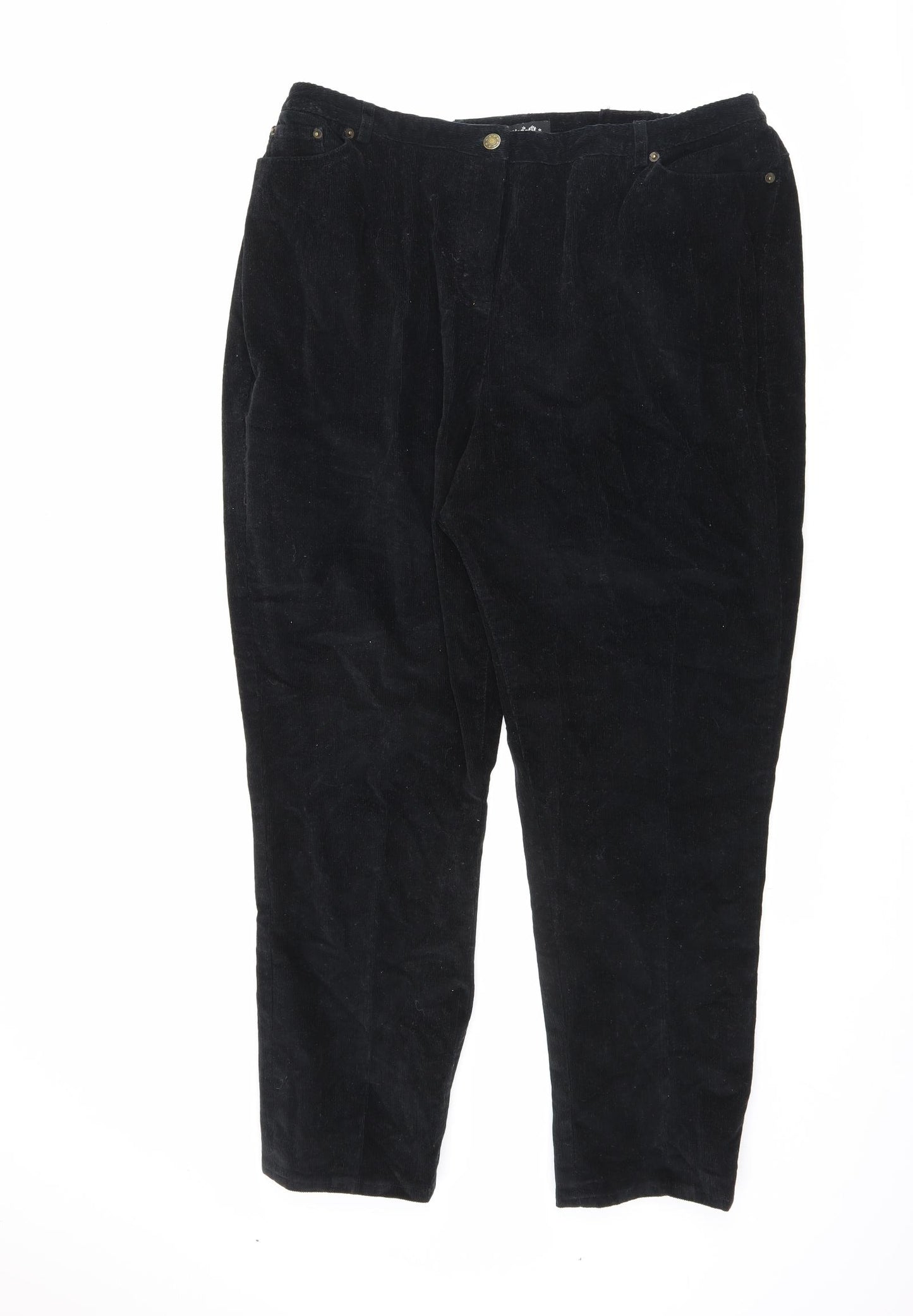 Magic Fit Womens Black Cotton Trousers Size 22 L27 in Regular Zip